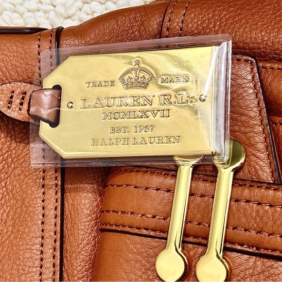 Ralph Lauren Bermondsey pebbled brown/tan leather satchel bag - Picture 2 of 10